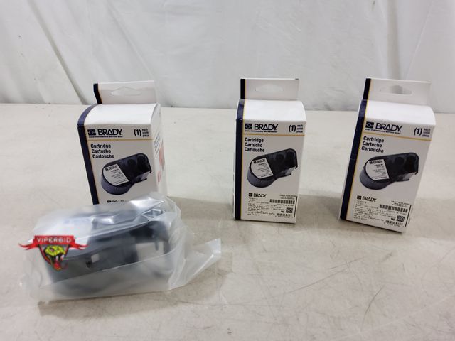 Lot 7-134694 - New! (3) Brady black on white semiclear label &amp; ribbon cartridges. #M-91-427 / 131570. 1,00" X 1...