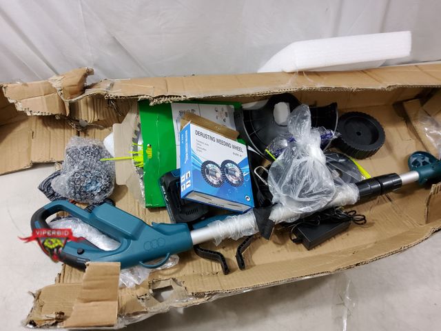 Lot 7-134986 - 21V Cordless weed wacker with 2 batteries and charger. Tested to power on.