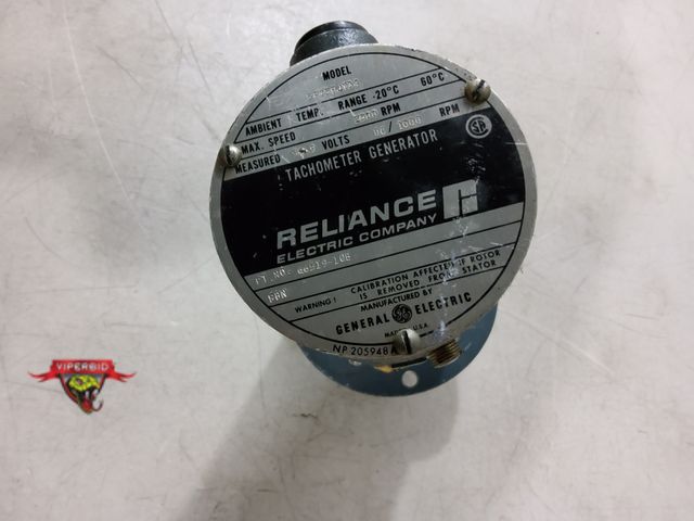 Lot 7-134474 - Reliance Electric tachometer generator. #5PY59JY34. Max speed 2500 rpm.