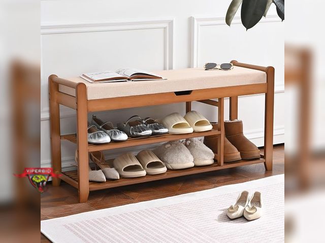 Lot 7-134523 - Homman 39.4in Shoe Rack Storage Bench with Lift Top Hidden Storage. 15.7"D x 31.5"W x 19.6"H