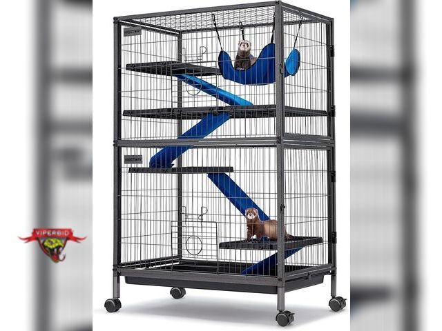 Lot 7-130847 - Retail value $262! Habutway 50"H Rolling Metal small animal cage with removable ramps. 31.5"L x 20.5...
