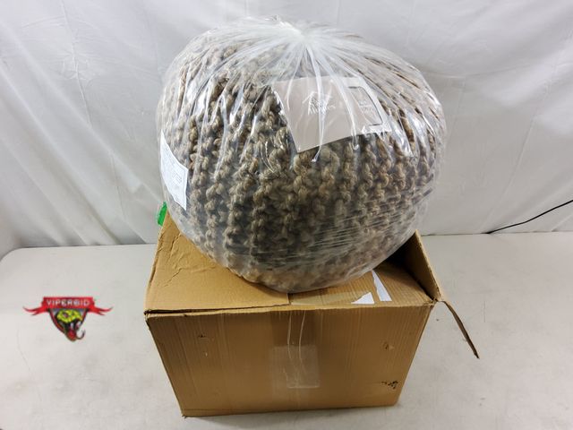 Lot 7-130915 - New S&amp;L Homes jute knitted poufs ottoman. (19" dia. x 15" tall)
