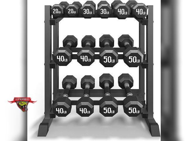 Lot 7-130386 - Jusgym 3-Tier Dumbbell Rack. No dumbells included.