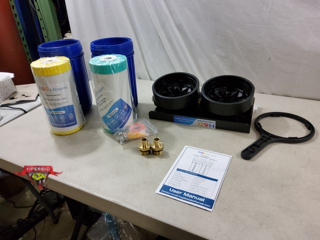 Lot 7-133168 - H &amp; G Lifestyles 2 stages water filtration system. Flow rate: Up to 12 gpm. Includes IWF004 iron...