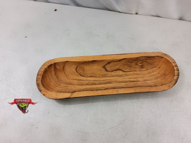 Lot 7-131530 - Rustic wood decorative dough bowl. 19-3/4"L.