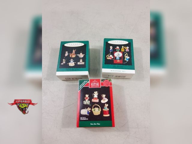 Lot 7-123436 - (3) Boxes of 6 - Hallamrk Keepsake miniature ornaments. Includes Baking Tiny Treats, Tiny Treasure a...