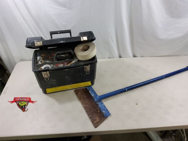 Lot 7-134872 - Tool Box with Assorted Hardware, Fittings, and More Including Dry Wall Skimmer. Sells as Pictured.