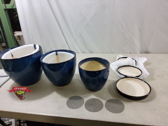 Lot 7-133564 - Set of 3 EpFamily Ceramic Flower Pots - 10 Inch, 8 Inch, &amp;  6 Inch Plant Pots with Drainage Hole...