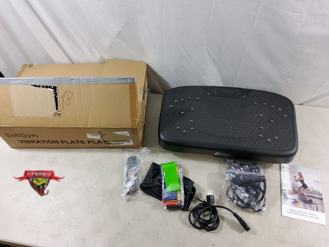 Lot 7-133772 - SoftGym vibration plate platform with bands and remote. Tested to power on - vibrates.
