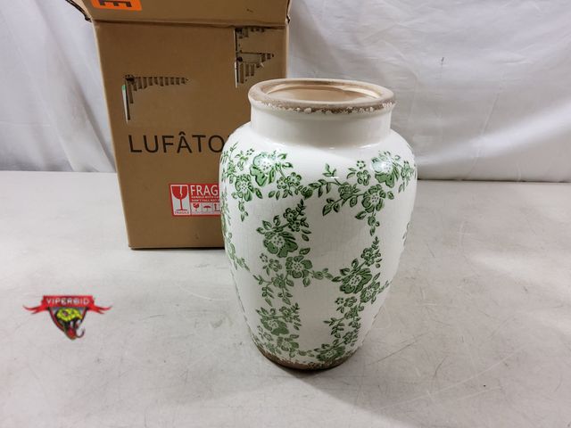 Lot 7-131566 - Lufatobt ceramic vase. 3-7/8" Top diameter X 10"H.
