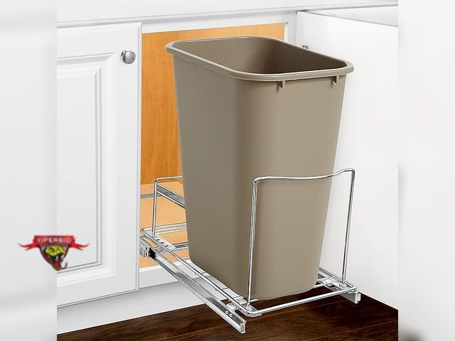 Lot 7-131528 - Pull-Out Trash Can Drawer – Sliding Organizer for Kitchen Cabinet or Under-Sink Use. 10" X 20". No b...