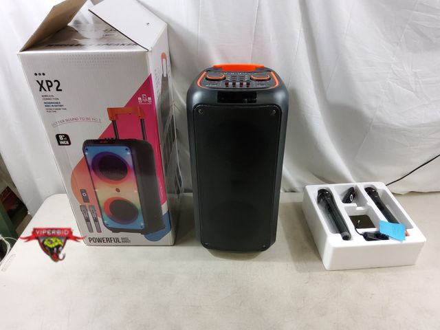 Lot 7-132910 - Large Battery Powered Bluetooth Party Speker with (2) Microphones and a Remote. Tested and turns on ...