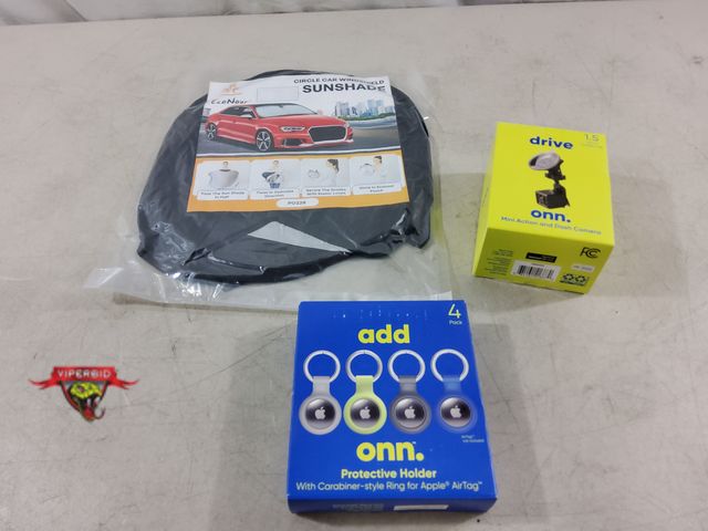Lot 7-133713 - ONN Mini Action and Dash Camera with Windshield Mount, 4 Pack of Add onn protective holder with cara...