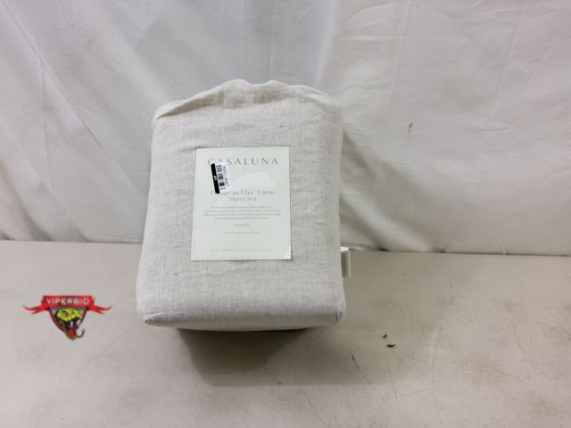Lot 7-131653 - Casaluna European Flax linen sheet set. Queen size. Includes flat &amp; fitted sheet, and (2) Pillow...