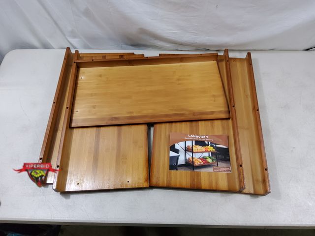 Lot 7-130527 - (5) Lanbvielt bamboo covers for wire shelving. 24" X -12"