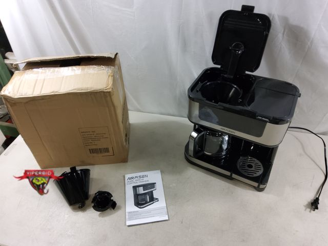 Lot 7-133463 - Airmsen Dual Brew Coffee Maker. Tested to Power on and Heat.