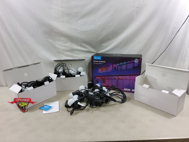 Lot 7-131501 - Retail value $189! Govee Smart Outdoor String Lights 2.  144ft Outdoor Lights with Dimmable Warm Whi...