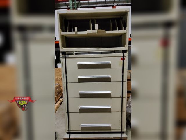 Lot 7-133455 - Stanley Vidmar 5-Drawer tool cabinet with removable 2-shelf top. Overall cabinet height is 86-1/2". ...