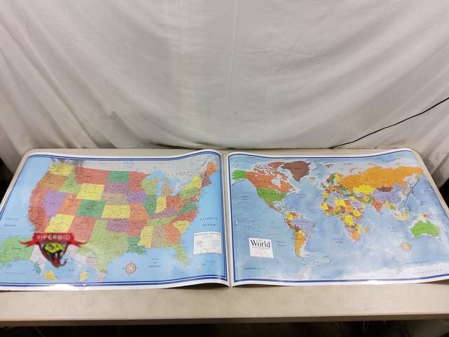 Lot 7-130675 - World and United states double sided maps (3' x 2')