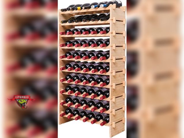 Lot 7-133933 - Fcxagy 60 Bottles Bamboo Stackable Modular Bamboo Wine Rack. 10.1"D x 26.2"W x 46.1"H