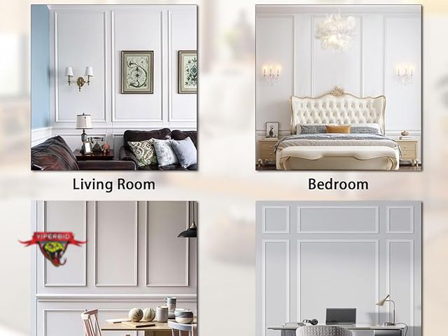 Lot 7-131388 - Lunghaa 6-Frame Premade Accent Wall Molding Kit, Ready-to-Assemble Wainscoting Panels, Pre-Cut Chair...