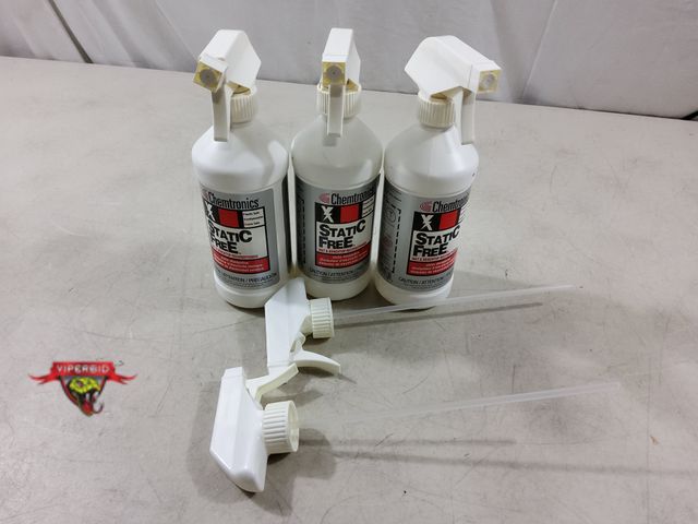 Lot 7-134120 - New! (3) Bottles Chemtronics Static Free Mat &amp; Benchtop Reconditioner with extra spray nozzles. ...