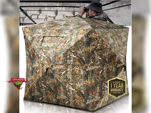 Lot 7-123306 - Huntsen 3-4 Person Hunting Blind with Magnetic Full Open Door.  270 deg. See through hunting blind. ...