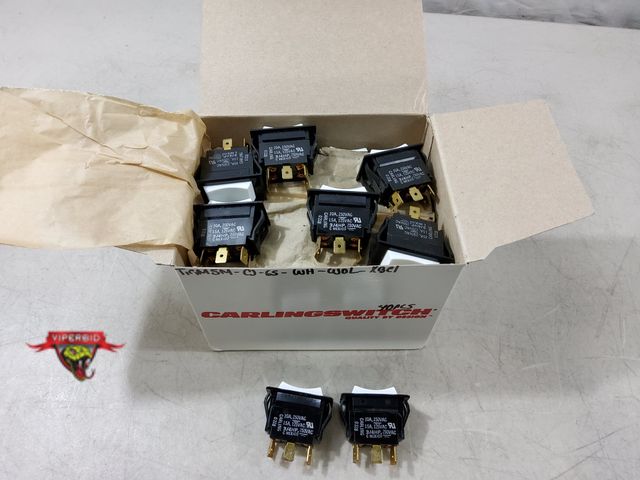 Lot 7-134513 - New! (40) Carlingswitch rocker switches. TIGMSM-CJ-6S-WH-WBL-XBC1