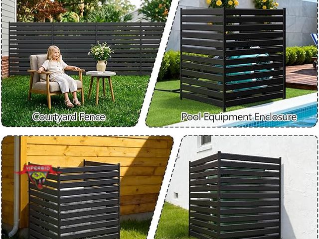 Lot 7-133352 - 6-Panel metal No Dig Metal Privacy Fence Panels for Air Conditioner Units, Can Also Hide The Pool Eq...