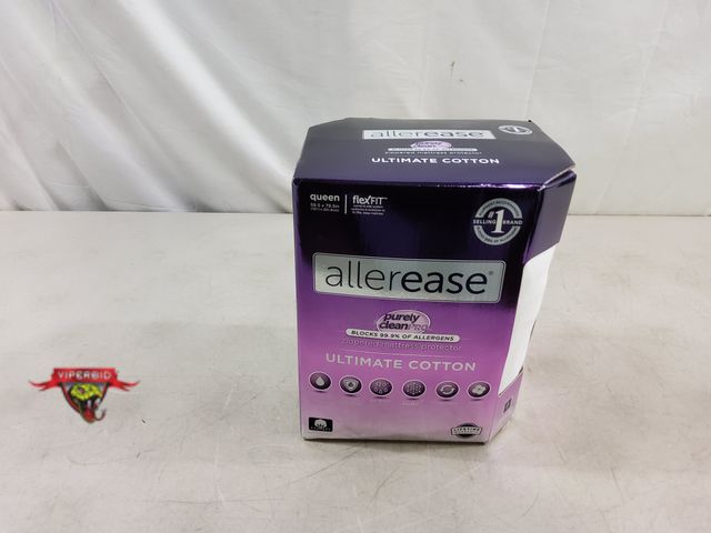 Lot 7-131605 - Allerease queen size flex fit zippered mattress protector. Ultimate cotton. 59.5" X 79.5".