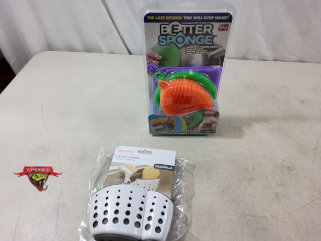 Lot 7-133714 - New! 3-Pack Better Sponge and a Casabella sink sider suction cup holder.