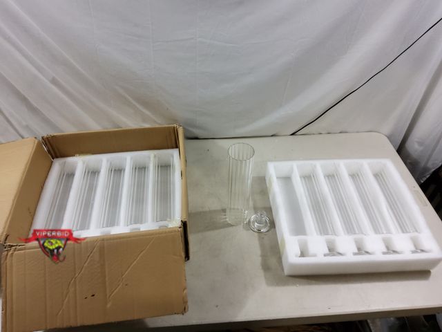 Lot 7-132908 - (10) Tapered glass candle holders with cylinders. 11-7/8"H.