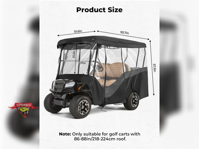 Lot 7-131153 - Kemi Moto Golf Cart Enclosure B1407-00005-BK 4 Seats (for 86-88''L).