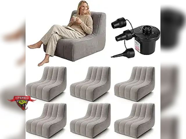 Lot 7-135832 - 6 Pcs - Inflatable Chairs with Pump and a 12VDC car charger.
