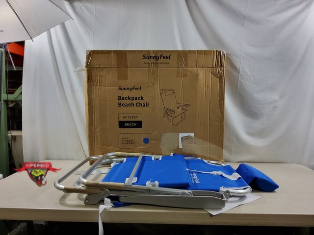 Lot 7-135043 - New! Sunnyfeel Backpack Folding and Reclining Beach Chair.