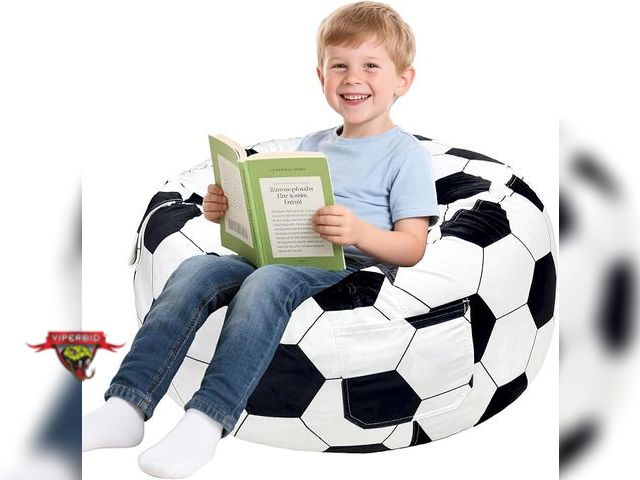 Lot 7-134591 - Lukeight Soccer Ball Bean Bag Chair for Kids. (27"dia x 16"T)
