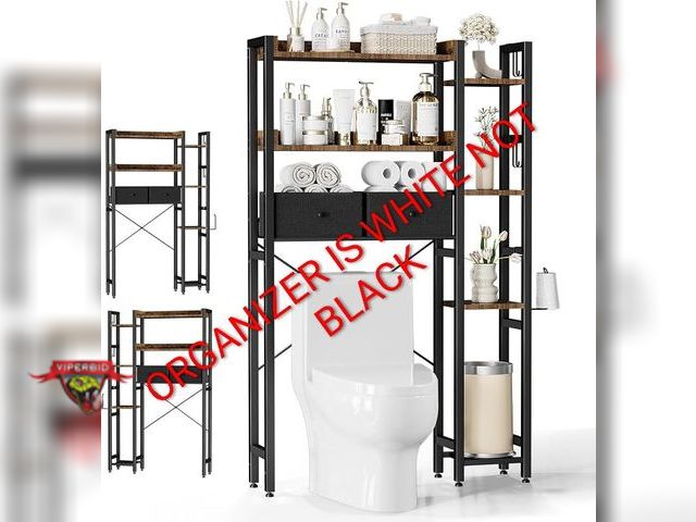 Lot 7-135760 - Housolution over the toilet 7 tier with 2 drawers over the toilet storage organizer. 9.45"D x 31.69"...