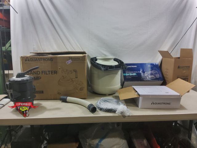 Lot 7-132793 - Retail value $229! AQUASTRONG Sand Filter Pump for Above Ground Pool with Timer, 2/3 HP Pool Pumps A...