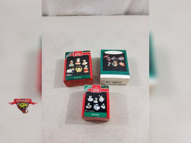 Lot 7-123447 - (3) Boxes of 6 - Hallamrk Keepsake miniature ornaments. Includes Tiny Green Thumbs, Tiny Tea Party a...