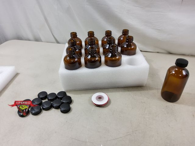 Lot 7-130185 - Uiifan 12 Pack Boston Glass Bottles. Great for Homemade Vanilla / Syrup.  8 oz. bottles.