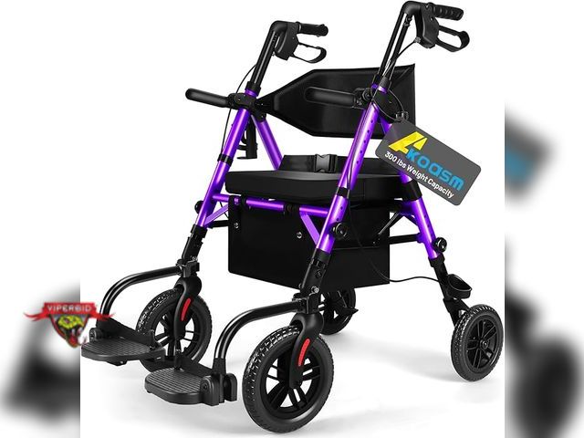 Lot 7-130355 - Retail value $200. Koasm Foldable Rollator Walker for Seniors with Seat. Model KLD1007.