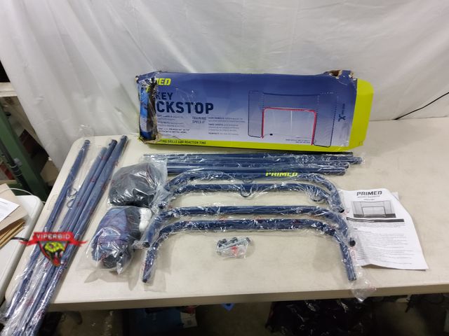 Lot 7-131685 - Primed hockey backstop. Works with 54" and 72" Goals - goal NOT included.