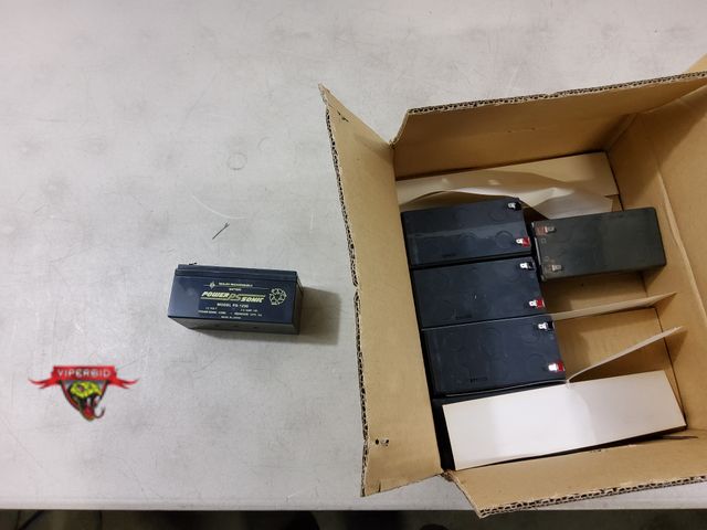 Lot 7-130104 - New! (6) Power Sonic sealed rechargeable batteries. Model PS-1230. 12 volt. 3.0 Amp. Hr.