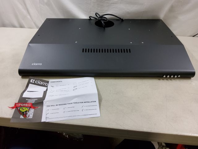 Lot 7-131329 - Ciarra Black Range Hood 30 inch Under Cabinet Ductless Range Hood Vent. Model CAB75918B.