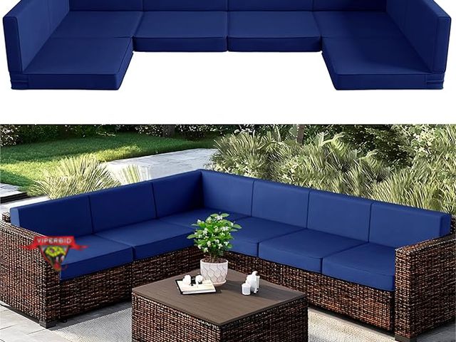 Lot 7-131313 - Retail value $209! Codi 14-Piece Outdoor Cushions for Patio Furniture, 6 Seat.