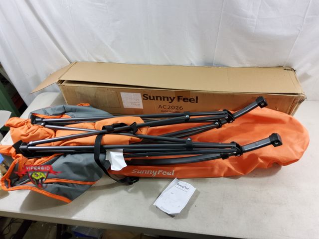 Lot 7-133870 - Brand New! Sunny Feel Rocking Chair Folding Chair. Heavy Duty 500lbs weight limit. (38-1/2"W x 35"D ...