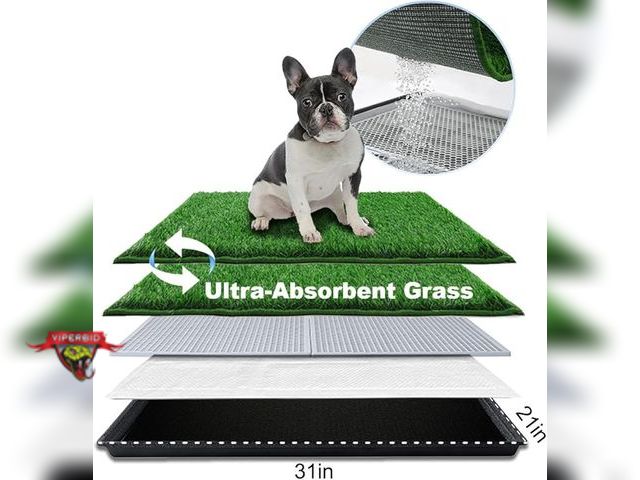 Lot 7-130340 - New! HQ4us 4Legs Dog Grass Pad with Tray Medium 31”×21”.