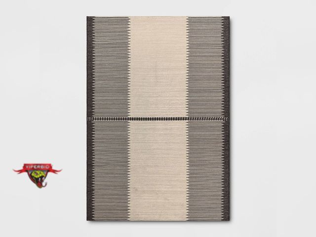 Lot 7-131428 - Threshold 7'x10' Neutral Lines Outdoor Area Rug Beige/Black