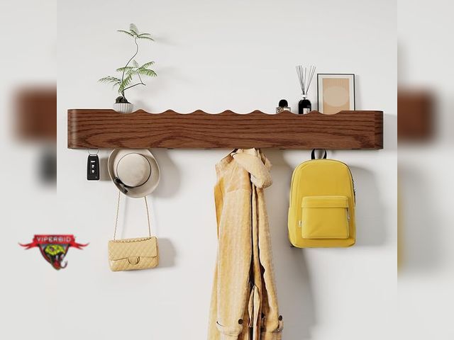 Lot 7-130657 - Jadoxy Coat Rack Wall Mount with 8 Hidden Hooks.  32-1/4"L X 4"H.