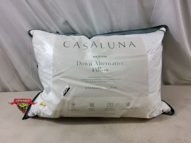 Lot 7-132483 - Casaluna medium down alternative pillow. Standard / Queen. Hypoallergenic.